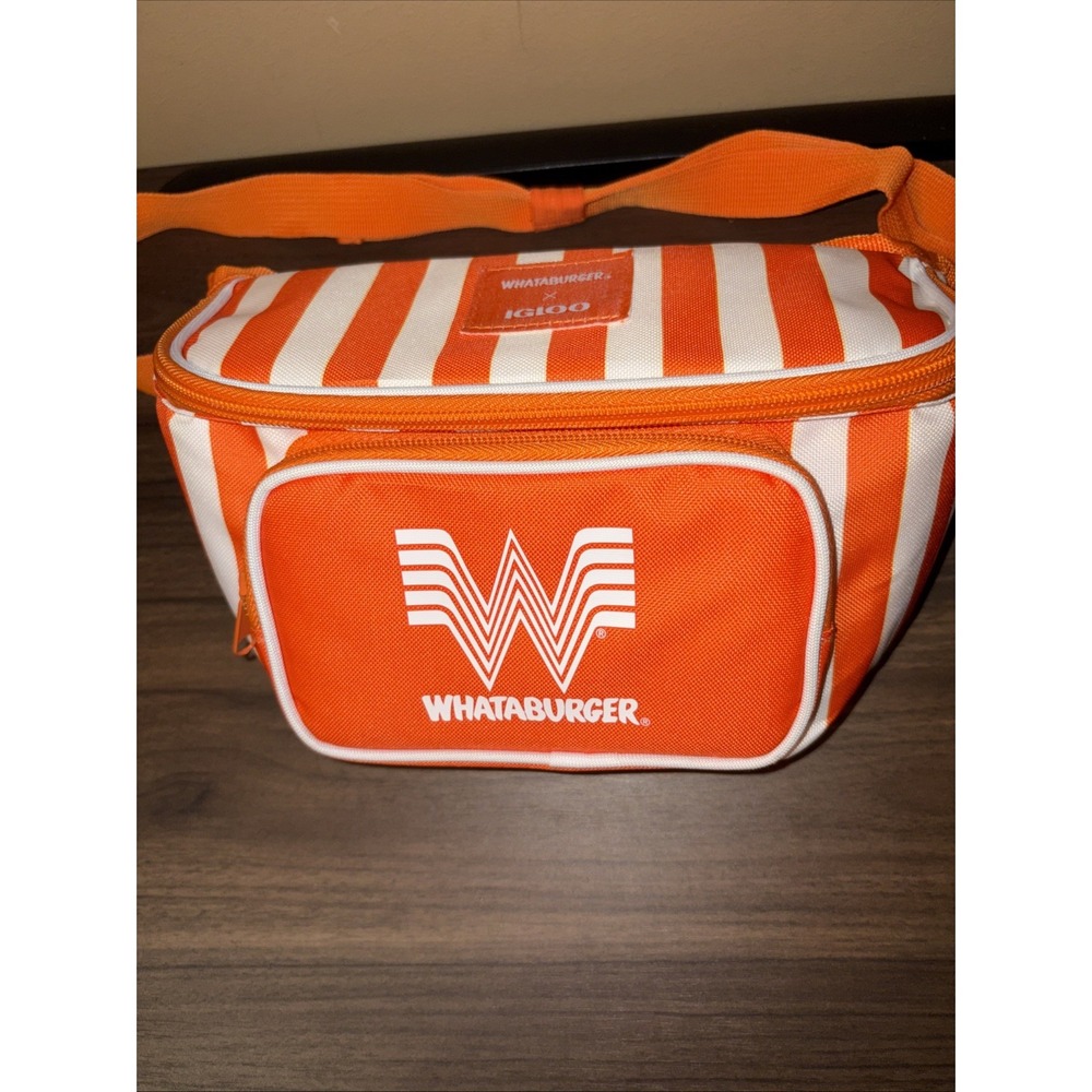 WHATABURGER x Igloo Insulated Fanny Pack Cooler Belt Bag Orange White Stripe